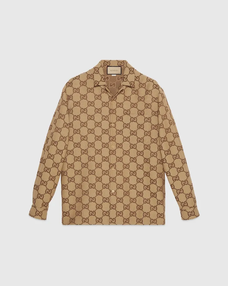 Gucci Hemd aus Maxi GG Canvas, Größe Beige