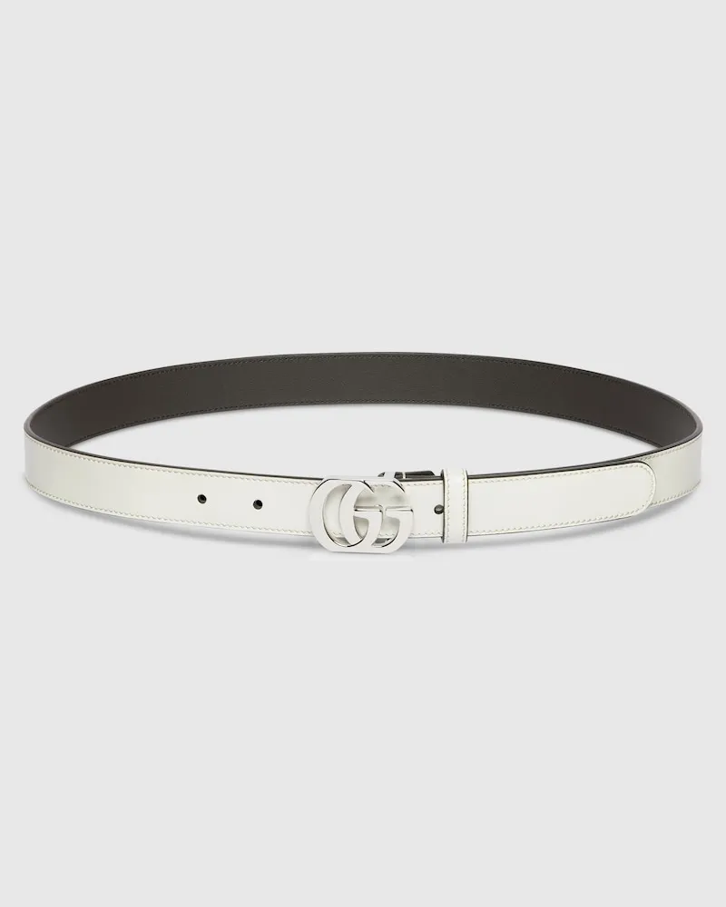 Gucci Cut GG Marmont Schmaler Gürtel Weiß
