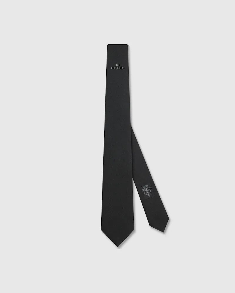 Gucci Krawatte aus Seide mit Interlocking G Grau
