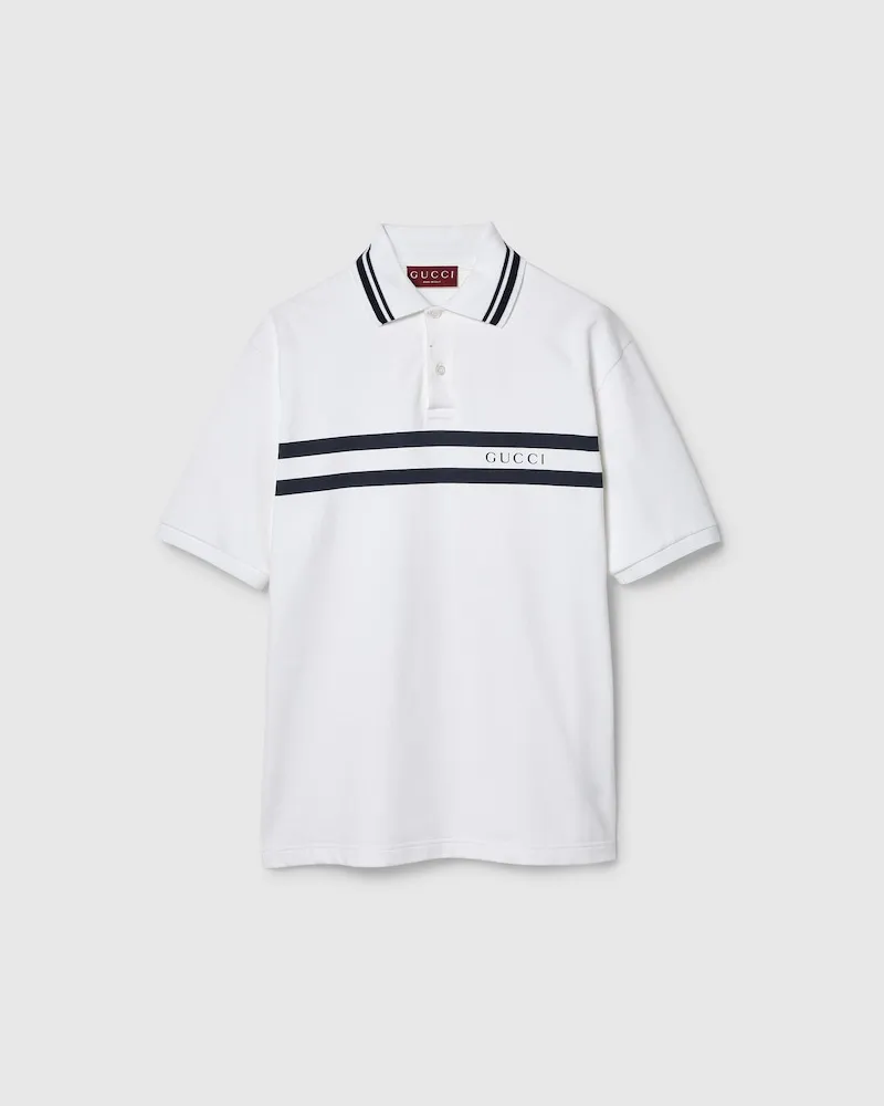 Gucci Poloshirt aus Baumwoll-Piqué, Größe Weiß