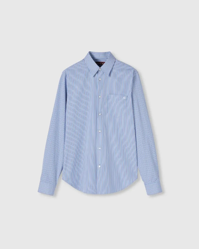 Gucci Hemd aus Baumwollpopeline Mit Stickerei, Größe Blau