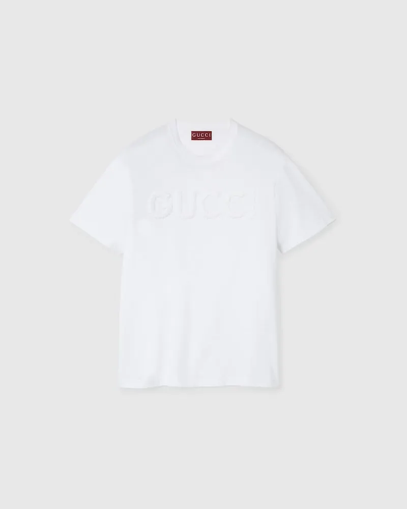 Gucci T-Shirt aus Baumwolljersey Mit Stickerei, Größe Weiß