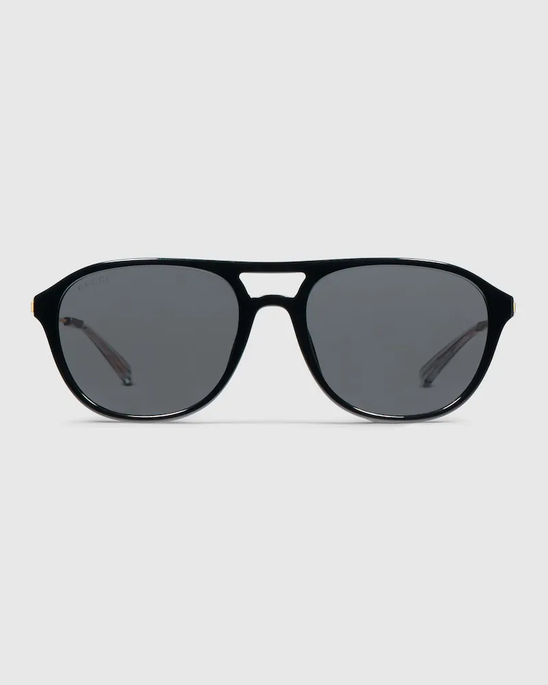 Gucci Sonnenbrille mit Spezieller Navigator-Form Und Tief Sitzendem Nasensteg Schwarz
