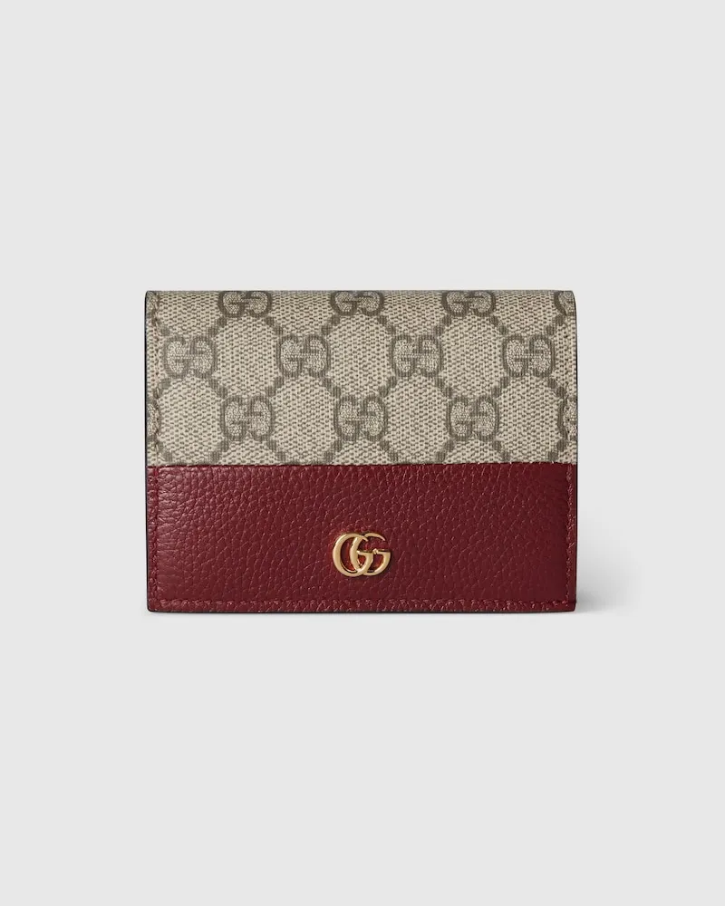 Gucci Kleine, Zweifarbige GG Marmont Brieftasche Bordeauxrot