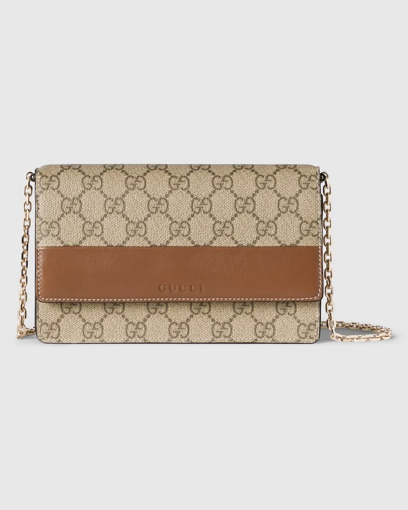 Gucci GG Emblem Brieftasche Mit Kettenriemen Braun