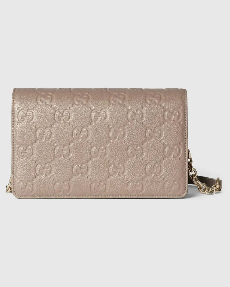 Gucci GG Emblem Brieftasche Mit Kettenriemen Nude