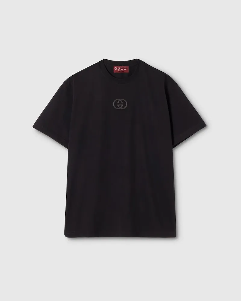 Gucci T-Shirt aus Baumwolljersey Mit Stickerei, Größe Schwarz