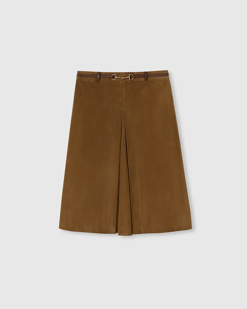 Gucci Rock aus Wildleder Mit Horsebit, Größe Braun