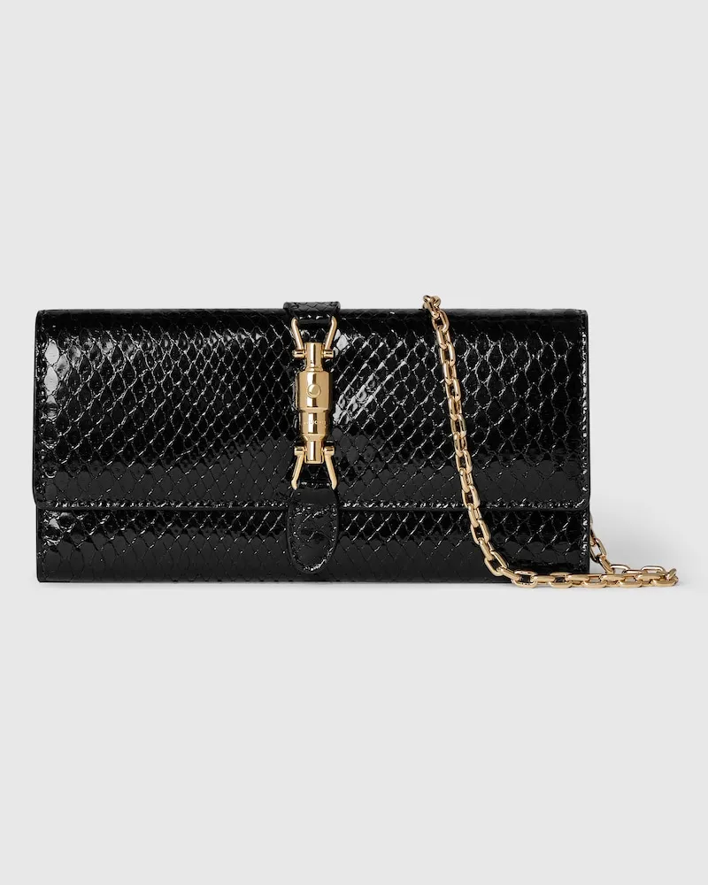 Gucci Jackie Brieftasche aus Pythonleder Mit Kette Schwarz