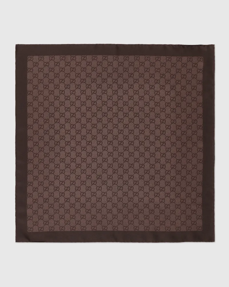 Gucci Vierecktuch aus GG Seidentwill-Jacquard Braun