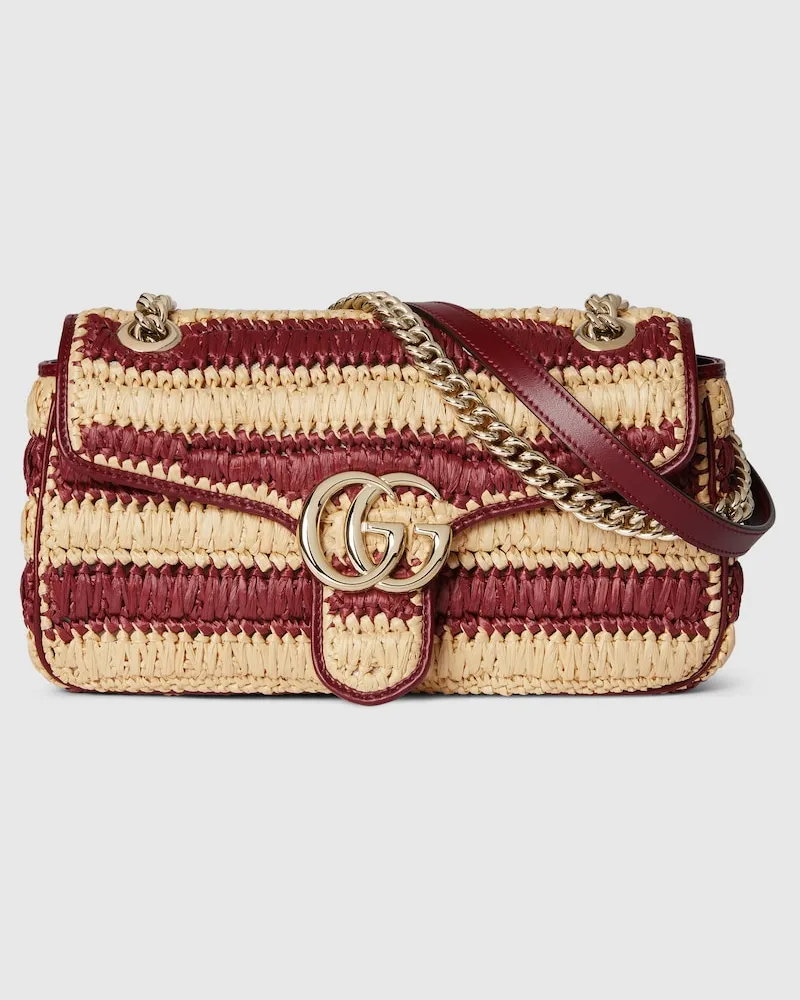 Gucci Mittelgroße, Geflochtene GG Marmont Schultertasche Nude