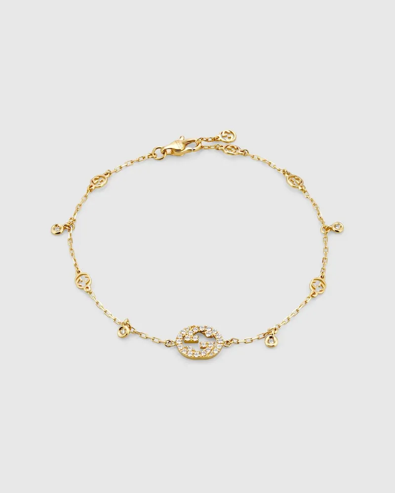 Gucci Interlocking Armband Mit Diamanten Gold