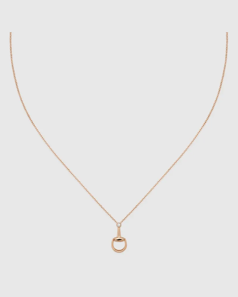 Gucci Horsebit Halskette Anhänger Diamant 18k Gold Roségold