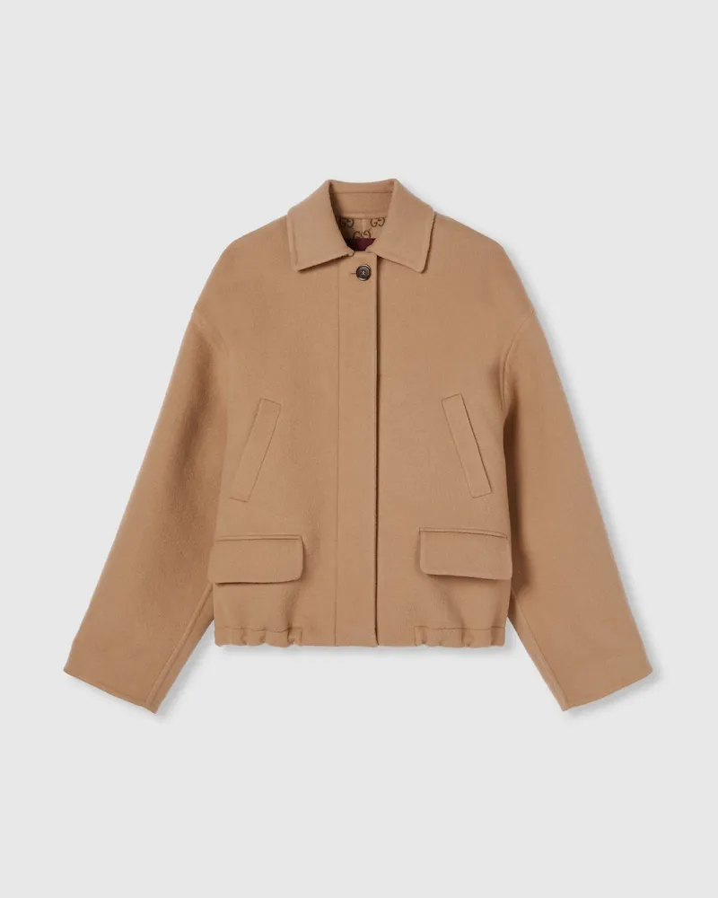 Gucci Jacke aus Wolle Mit Reißverschluss, Größe Beige