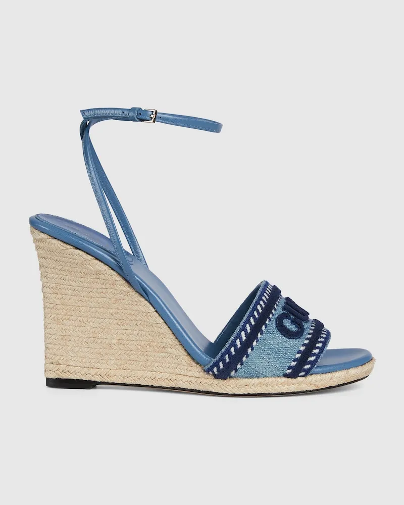 Gucci Damenespadrille Mit Plateausohle Und „", Größe Blau