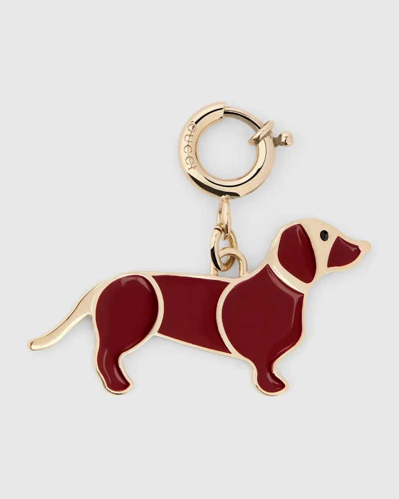 Gucci Taschenanhänger In Hundeform Bordeauxrot