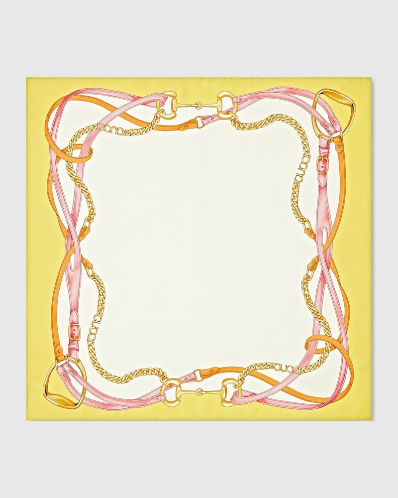 Gucci Vierecktuch aus Seide mit Print Weiß