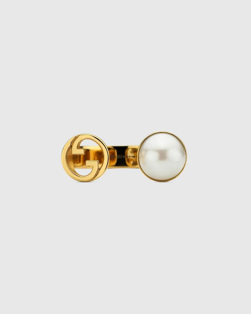 Gucci Blondie Ring Mit Kunstharzperle, Größe Gold