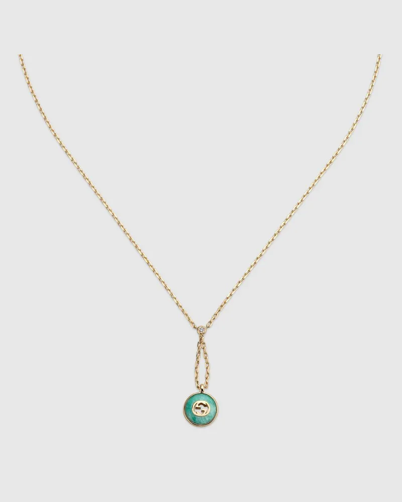 Gucci Interlocking Halskette mit Anhänger 18 Karat Gelbgold