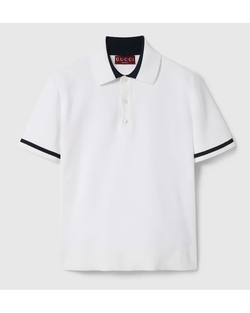 Gucci Poloshirt Aus Baumwollstrick Mit Intarsie Weiß