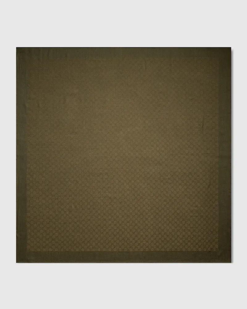Gucci Halstuch aus Seide Und Wolle mit GG Jacquard Grün