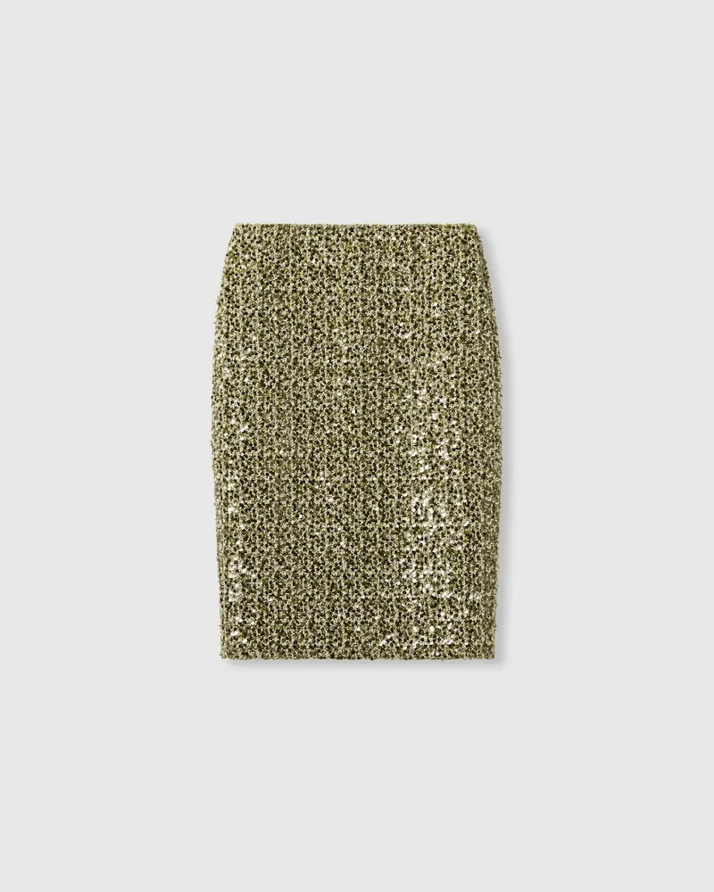 Gucci Rock aus Woll-Baumwoll-Bouclé, Größe Grün