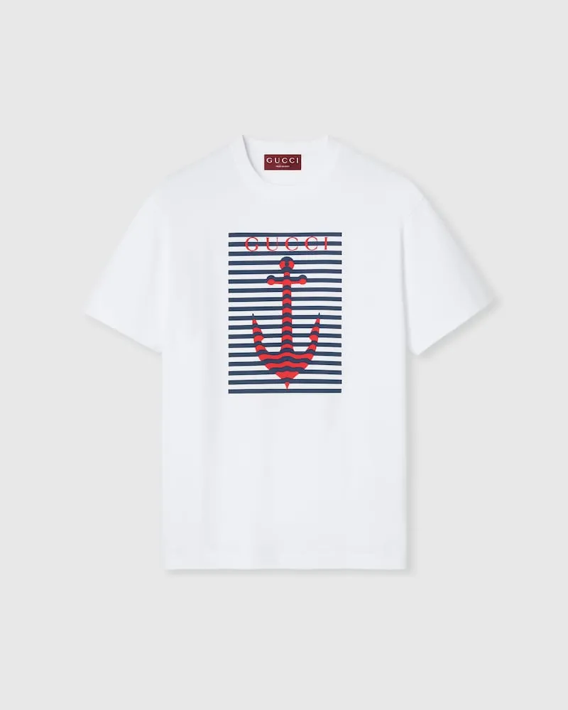 Gucci T-Shirt aus Baumwolljersey Mit Print, Größe Weiß