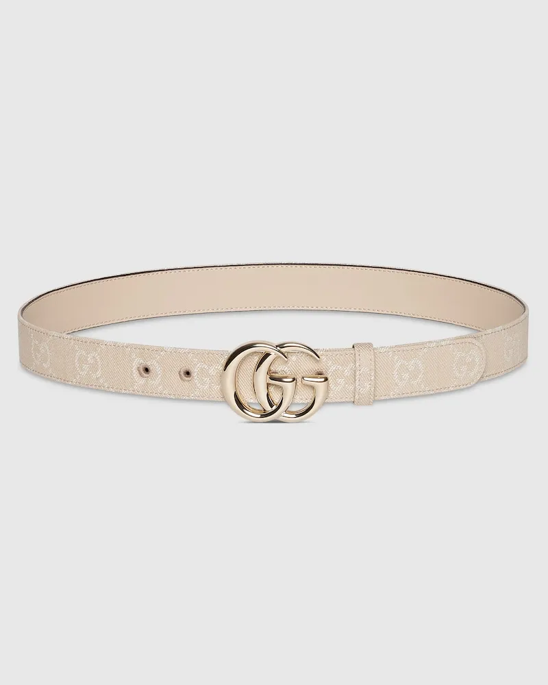 Gucci Schmaler GG Marmont Gürtel, Größe 95 Nude