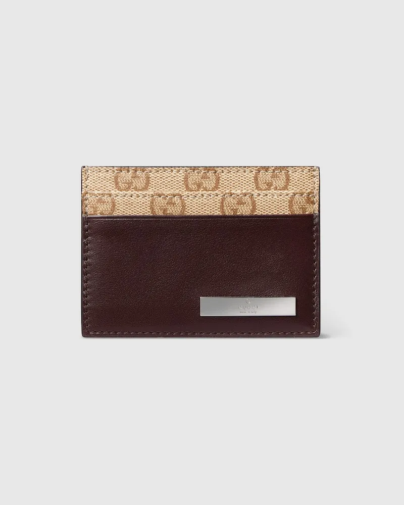 Gucci Kartenetui mit Metall-Anhänger Braun
