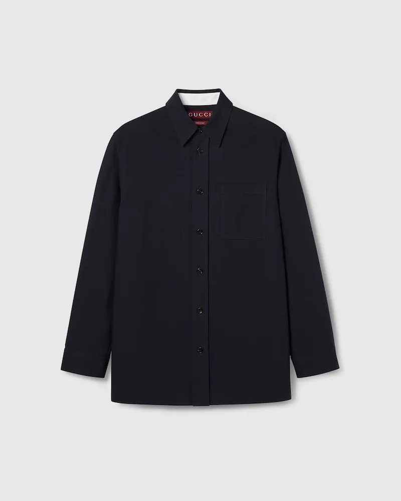 Gucci Hemd aus Baumwolle Mit Webkante Und Detail, Größe Blau