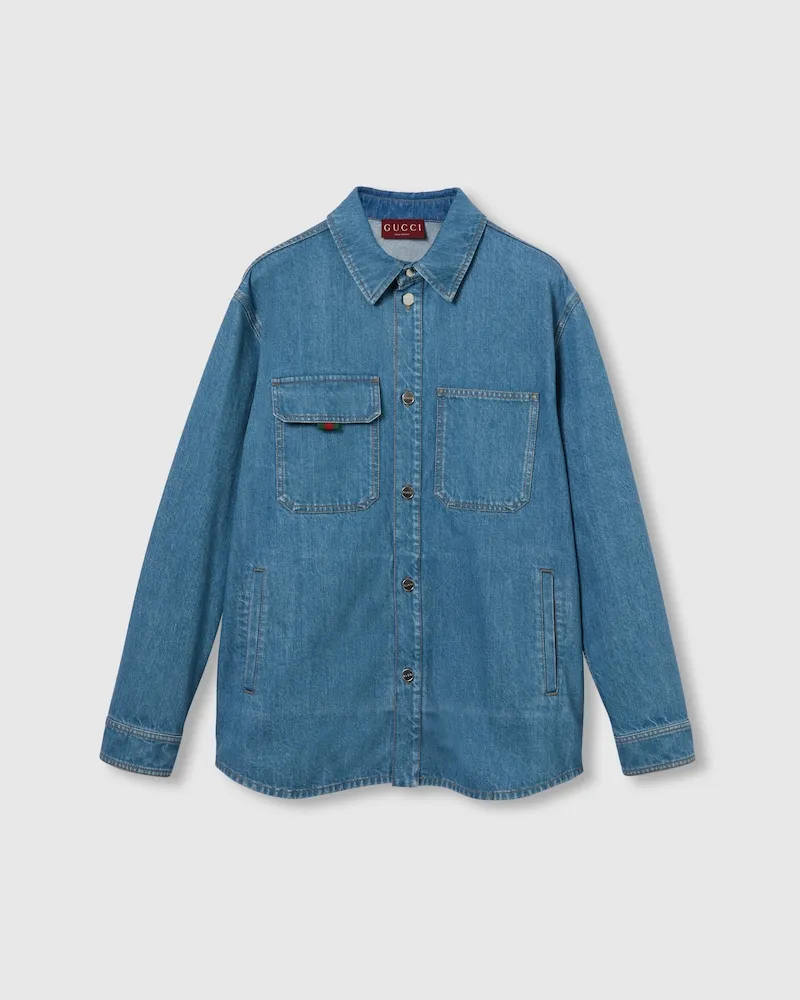 Gucci Hemd aus Denim Mit Lockerer Passform, Größe Blau