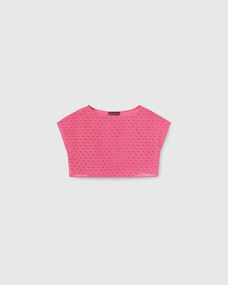 Gucci Oberteil aus GG Makramee, Größe Pink