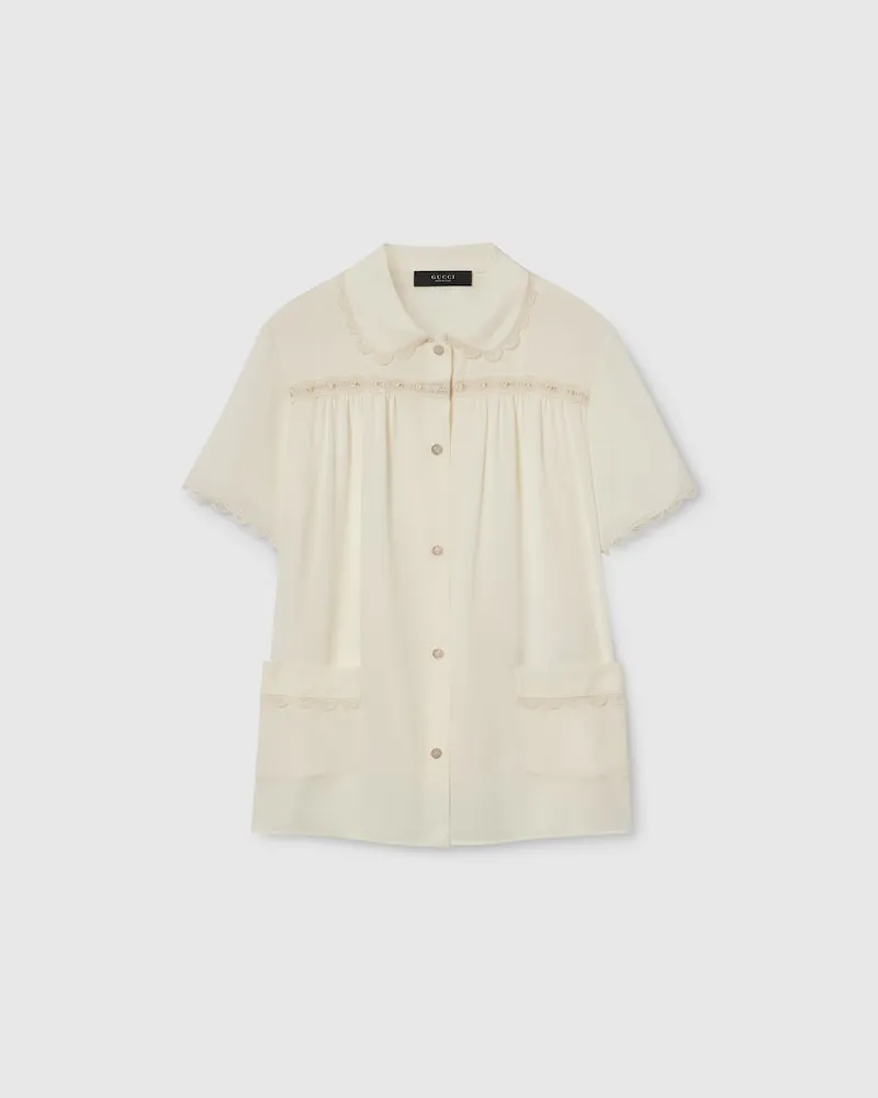 Gucci Bluse aus Crêpe De Chine, Größe Weiß