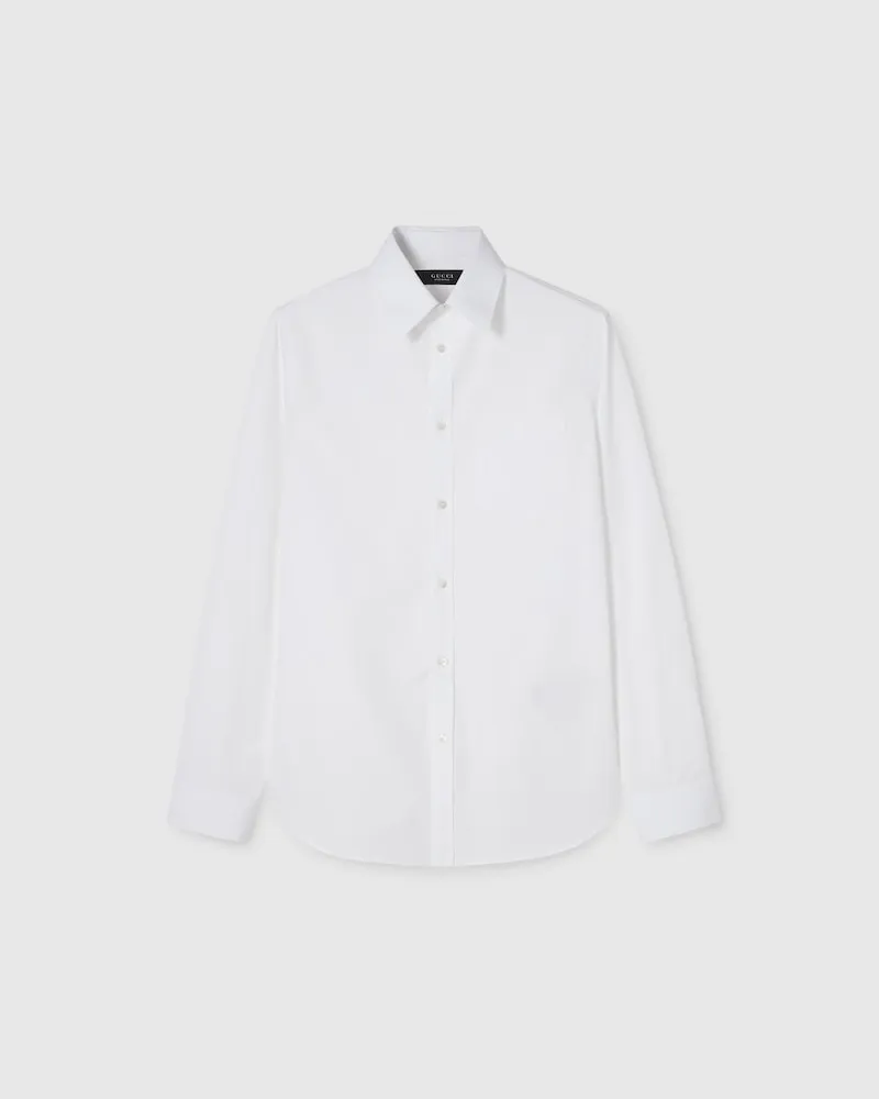 Gucci Hemd aus Baumwollpopeline Mit Stickerei, Größe Weiß