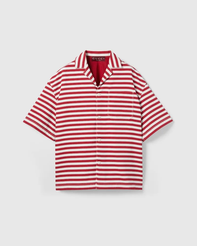 Gucci Hemd aus GG Baumwolljacquard Mit Print, Größe Rot
