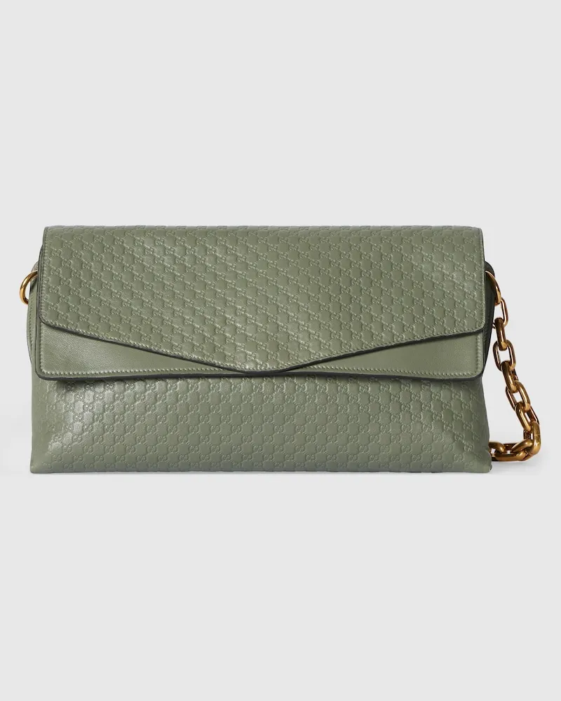 Gucci Große Schultertasche Mit Kette Grün