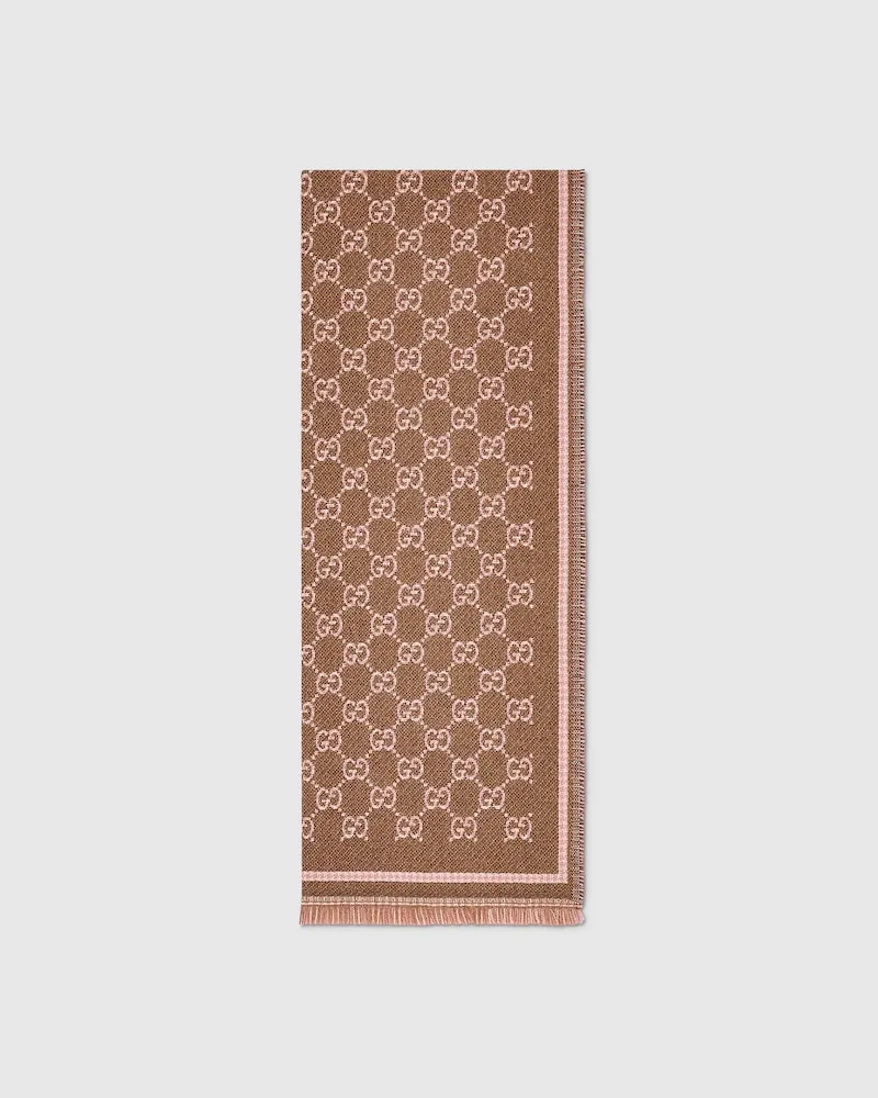 Gucci Schal aus GG Wolle Braun