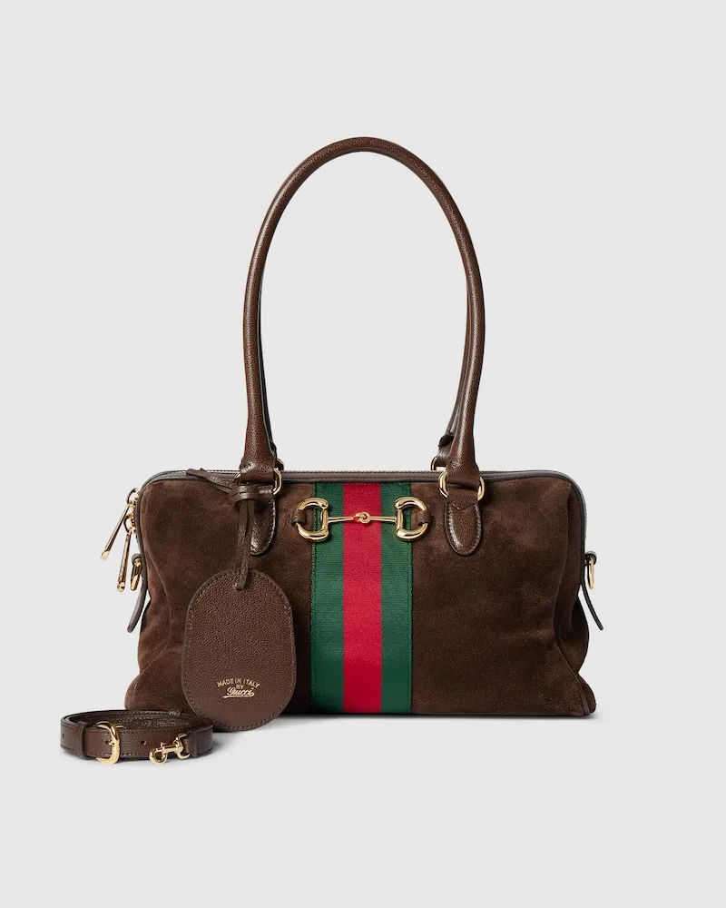 Gucci Mittelgroße Borsetto Boston Bag Braun
