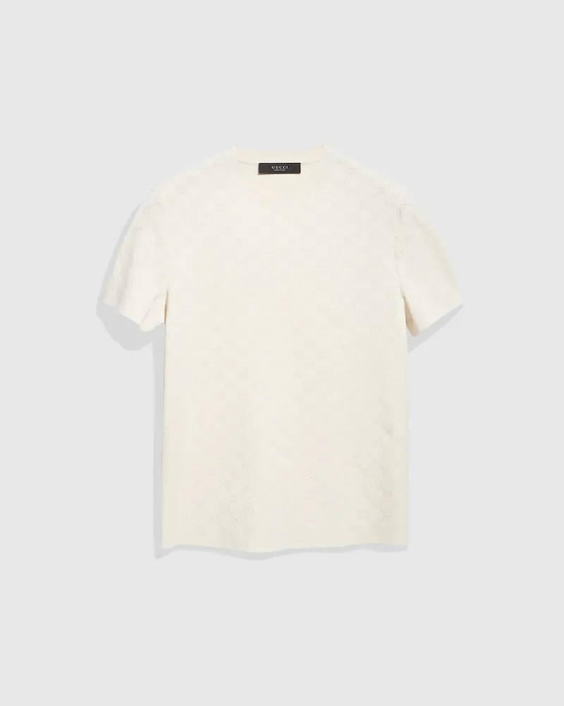 Gucci T-Shirt aus Technischem GG Jacquard-Gewebe, Größe Weiß