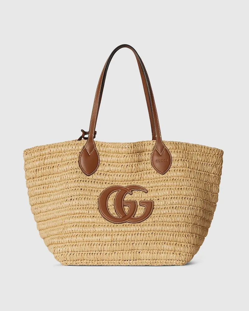 Gucci Mittelgroßer, Geflochtener Shopper Nude