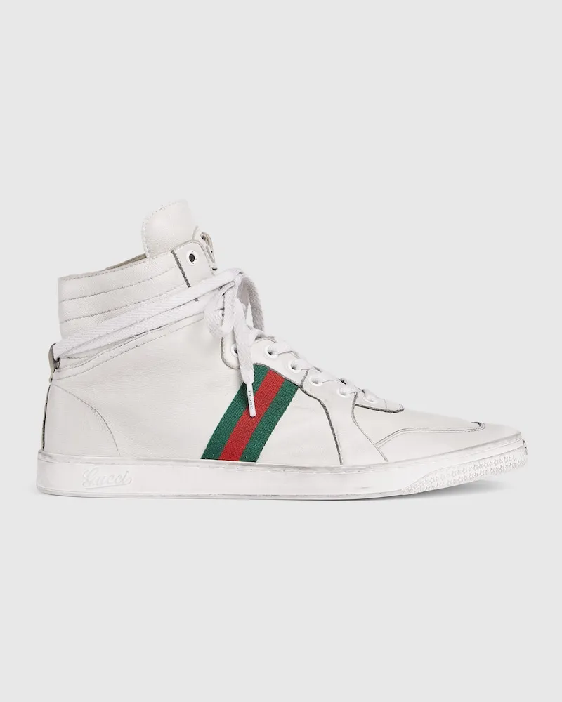 Gucci Stretch High-Top-Herrensneaker, Größe Weiß