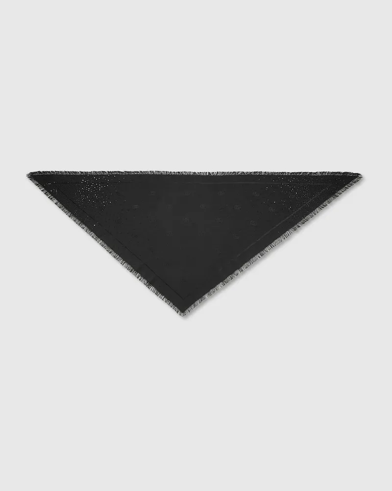 Gucci Halstuch aus Seide Und Wolle mit Doppel G Jacquard Schwarz