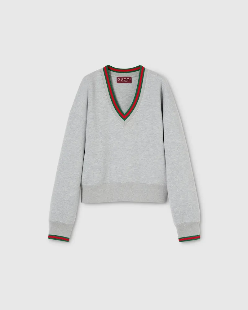 Gucci Sweatshirt aus Baumwolljersey Mit Web, Größe Grau