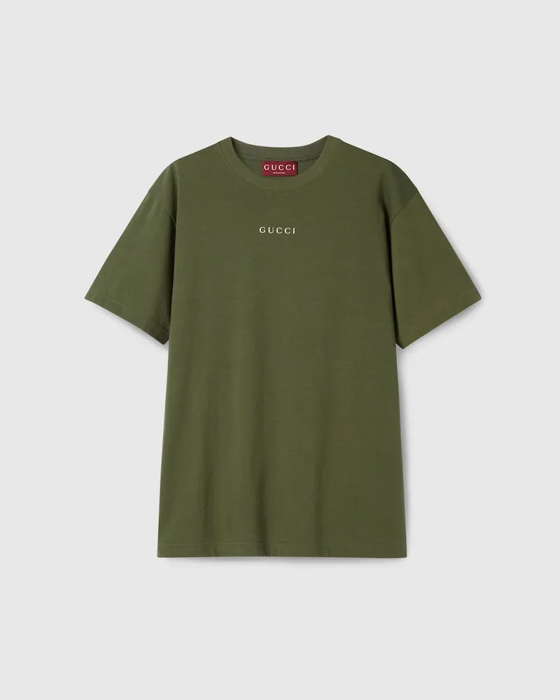 Gucci T-Shirt aus Baumwolljersey, Größe Grün