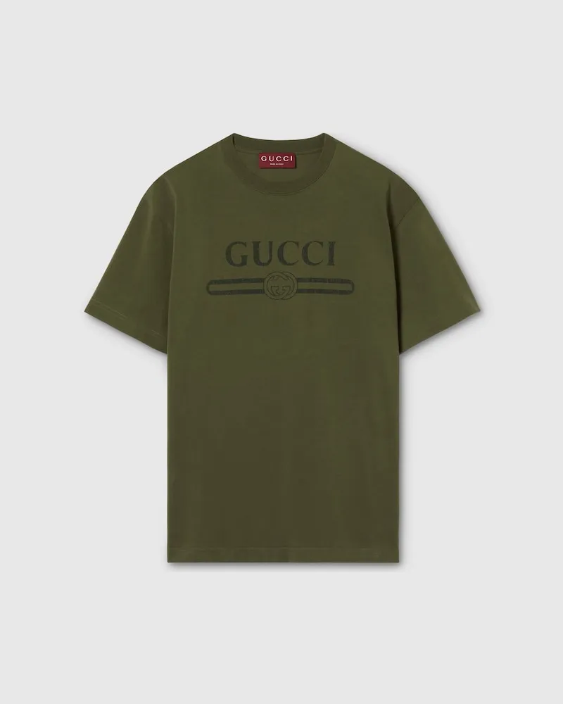 Gucci T-Shirt aus Baumwolljersey Mit Print, Größe Grün