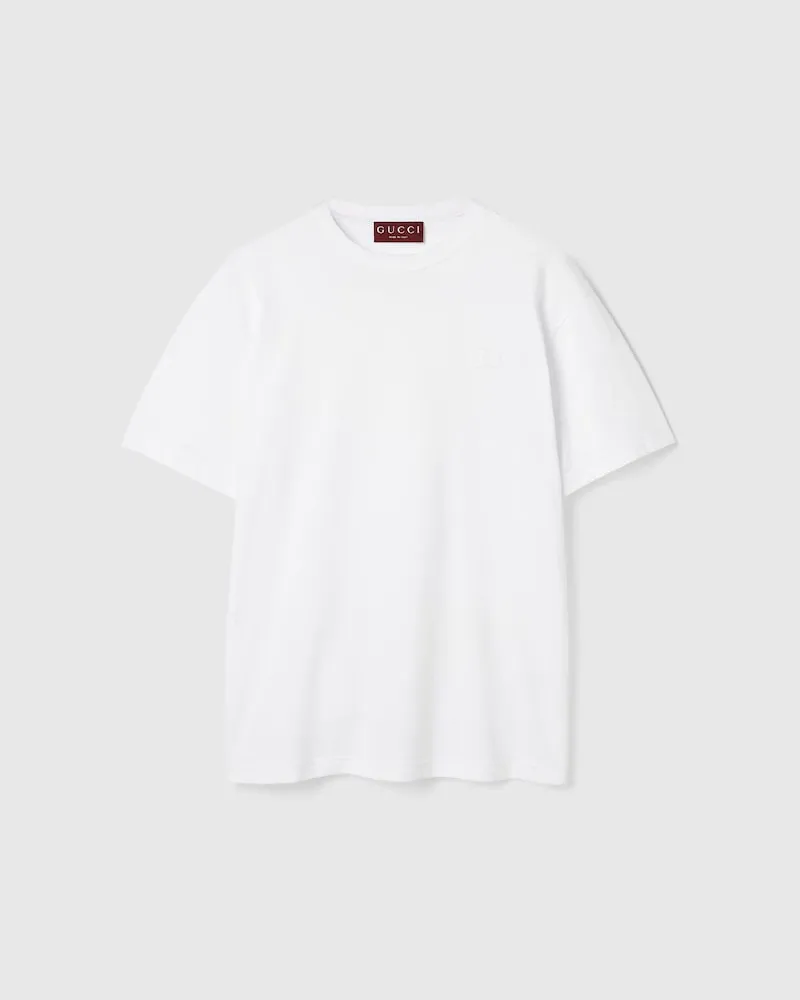 Gucci T-Shirt aus Baumwolljersey Mit Stickerei, Größe Weiß