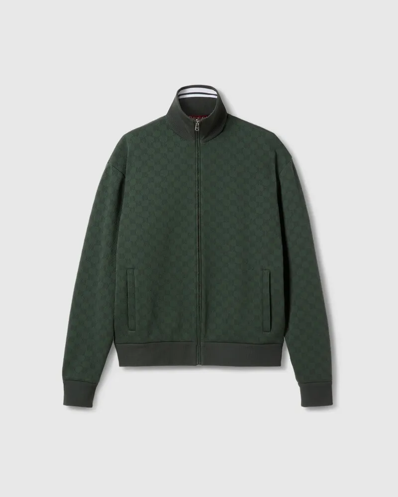 Gucci Veste Zippée En Jersey Technique GG, Taille Vert