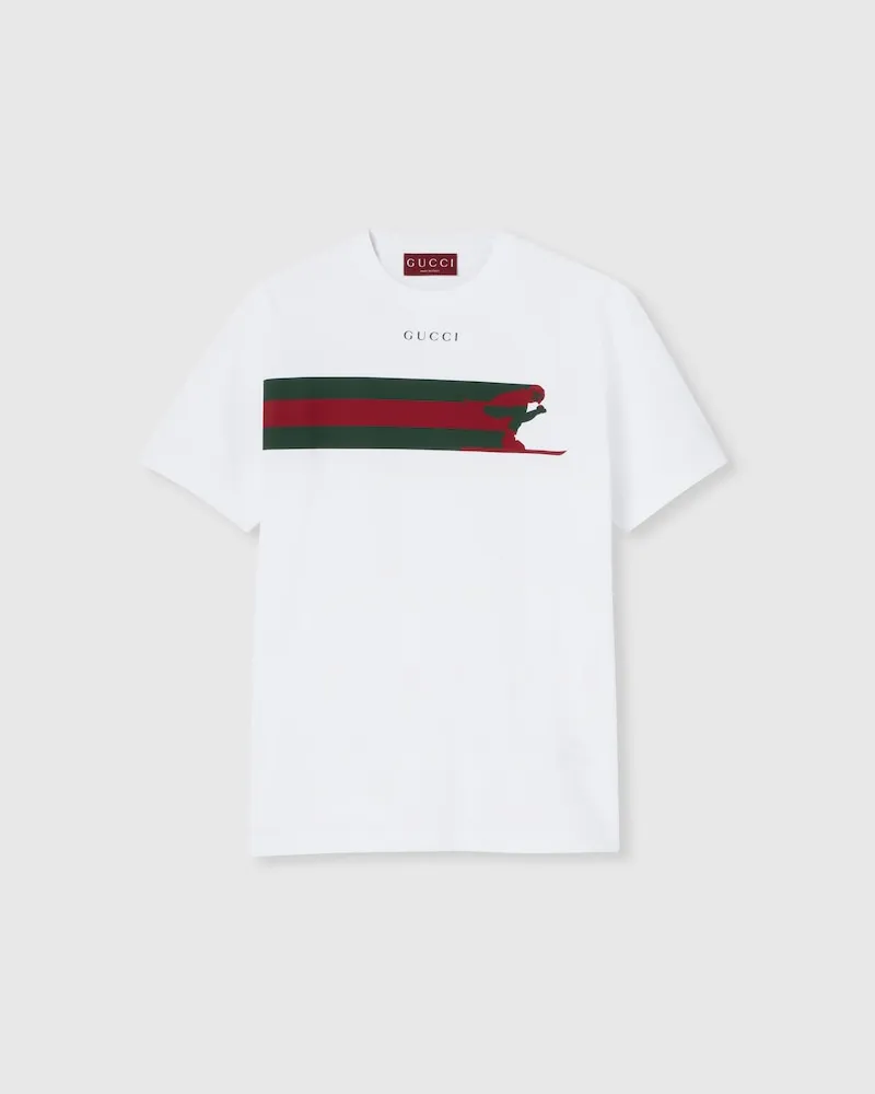 Gucci T-Shirt aus Baumwolljersey Mit Print, Größe Weiß