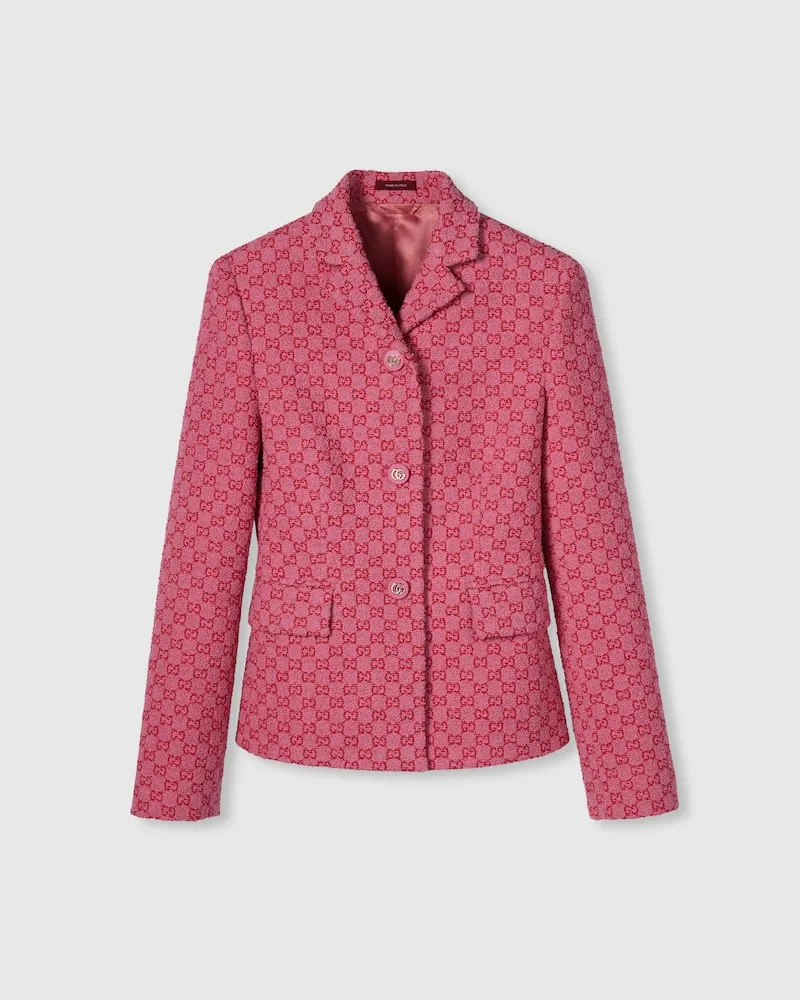 Gucci Jacke aus GG Baumwollbouclé, Größe Pink