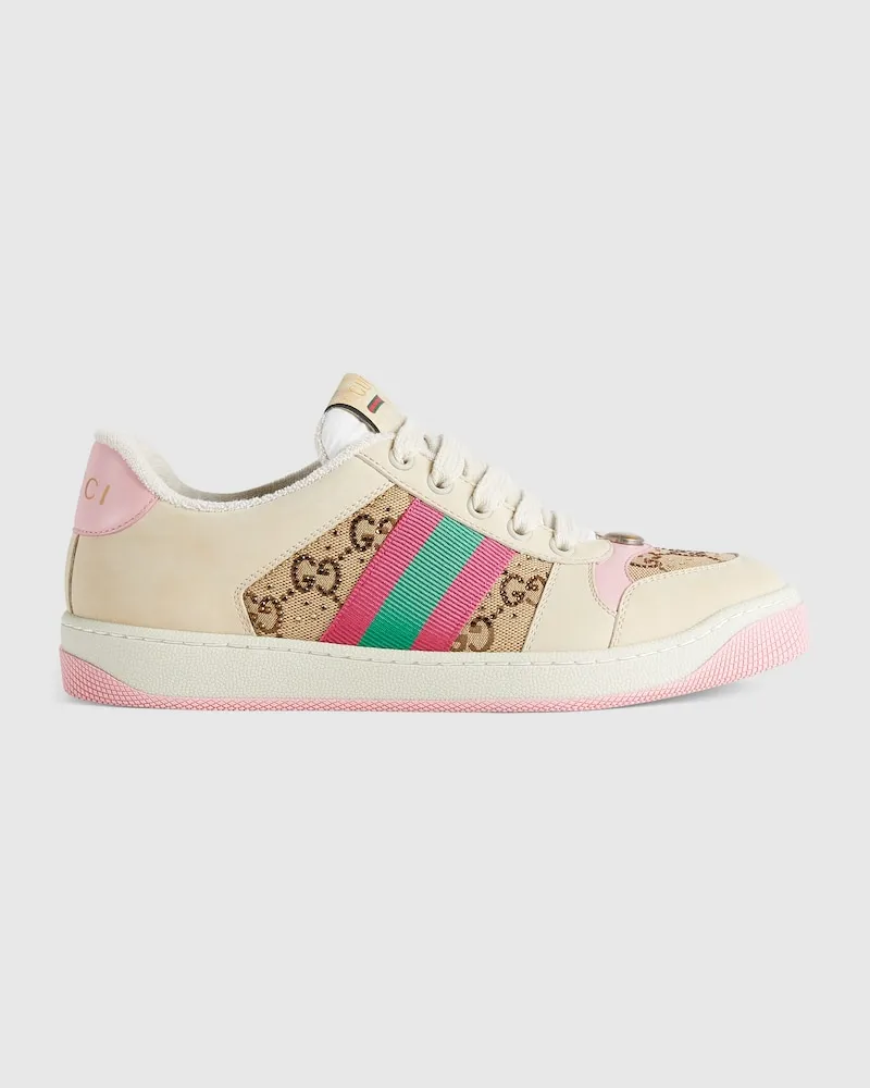 Gucci Screener Damensneaker Mit GG Kristallen, Größe Weiß